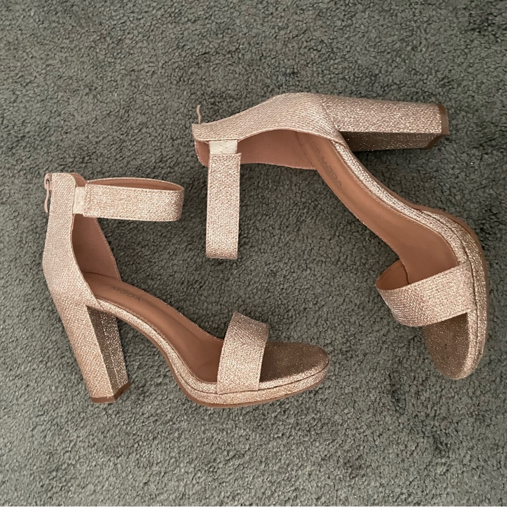 Gold heels.